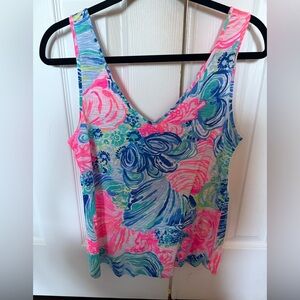 Lilly Pulitzer Pink and Blue Floral Tank Top